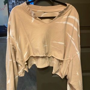 Cropped V Neck Sweatshirt